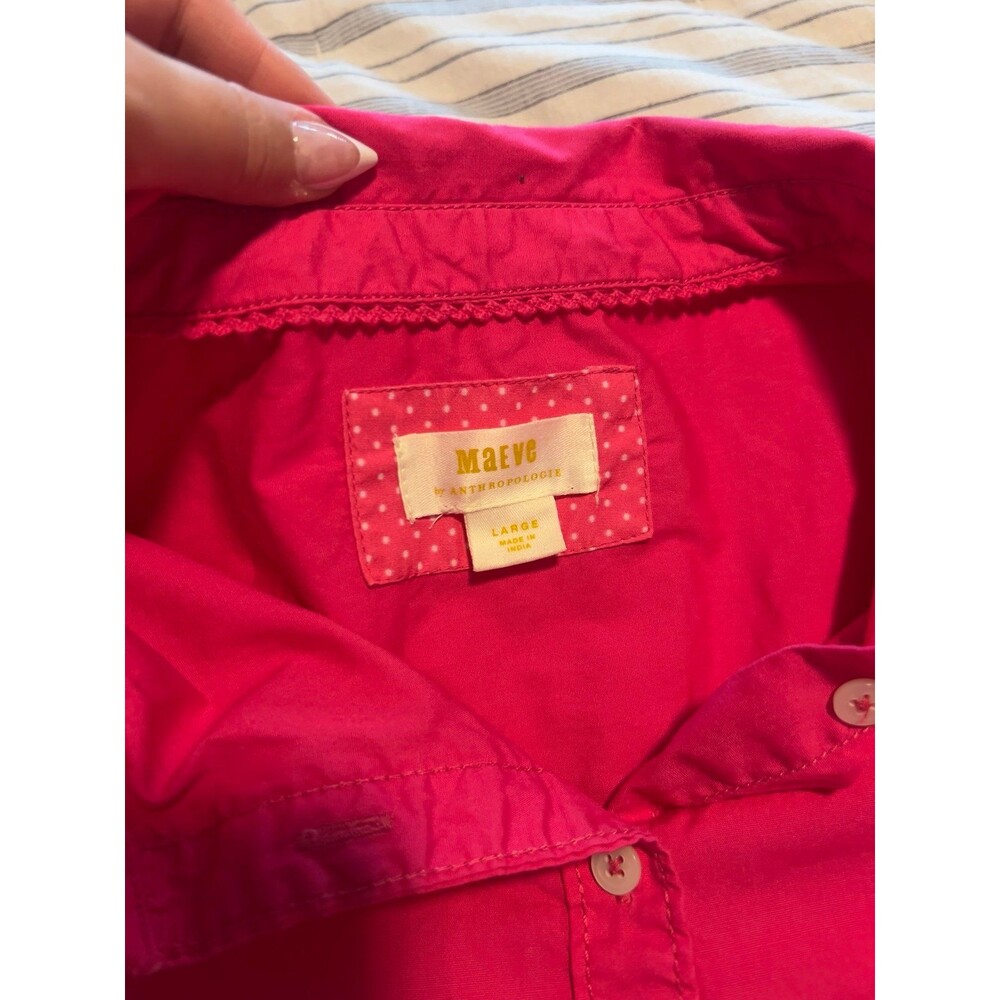Maeve by Anthropologie Oversized Pink Button Down Shirt Dress Women’s Size Large - Picture 7 of 9